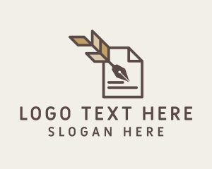 Blogging - Quill Pen Writing logo design