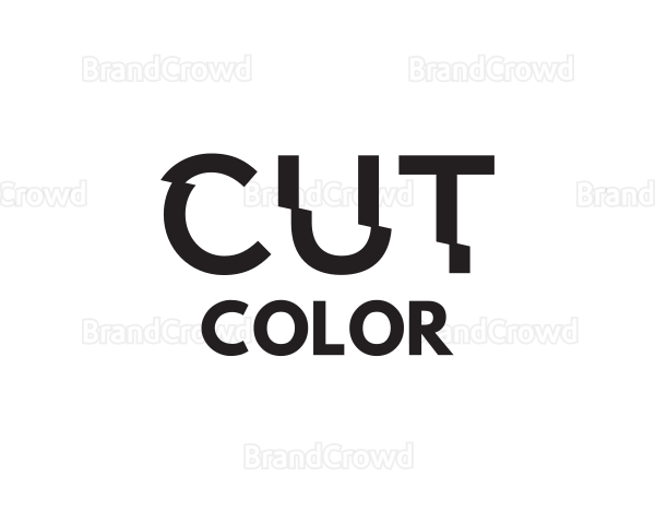 Cut Text Font Wordmark Logo