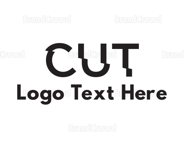 Cut Text Font Wordmark Logo