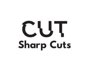 Cut - Cut Text Font Wordmark logo design