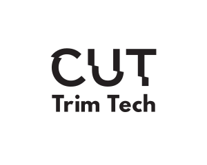 Trim - Cut Text Font Wordmark logo design