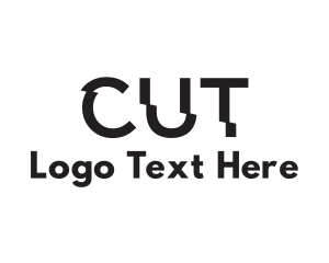 Haircut - Cut Text Font Wordmark logo design