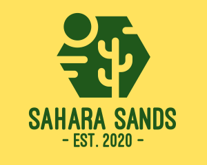 Sahara - Green Sun Cactus logo design