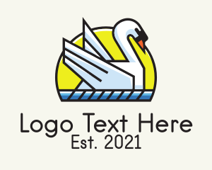 Mirgatory Bird - Sun Swan Pond logo design