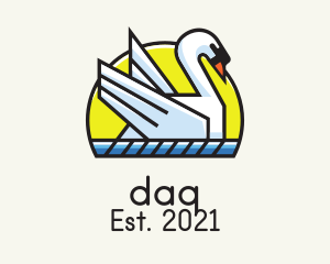 Mirgatory Bird - Sun Swan Pond logo design