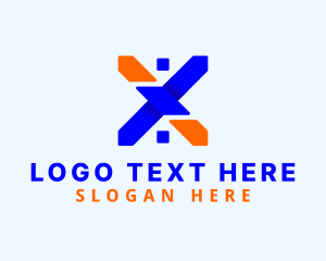 Cross - Gradient Home Letter X logo design