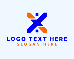 Blue And Orange - Gradient Home Letter X logo design