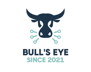 Blue Digital Bull logo design