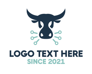 Head - Blue Digital Bull logo design