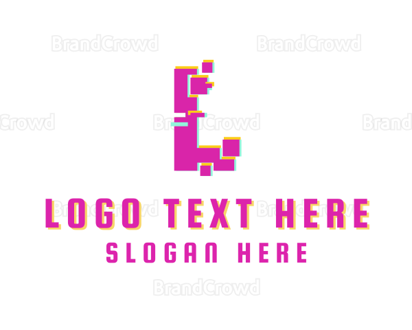 Pixel Glitch Letter L Logo