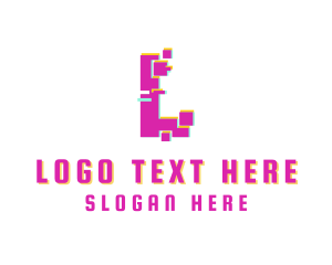 Glitch - Pixel Glitch Letter L logo design