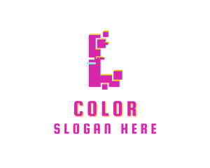 Colorful - Pixel Glitch Letter L logo design