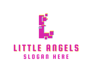 Pixel Glitch Letter L logo design