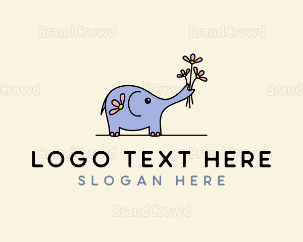 Elephant Flower Bouquet Logo