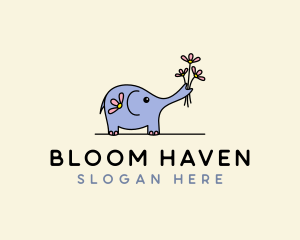 Elephant Flower Bouquet logo design