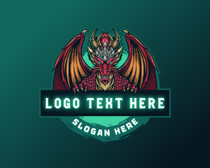 Badge - Gaming Winged Dragon Beast logo design