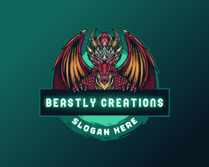 Gaming Winged Dragon Beast logo design