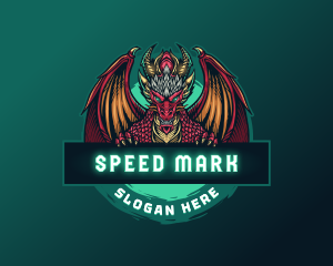 Gaming Winged Dragon Beast logo design