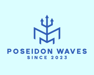 Poseidon - Modern Trident Letter M logo design