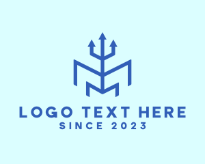 Greek Mythology - Modern Trident Letter M logo design