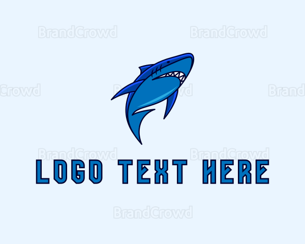 Swimming Marine Shark Logo