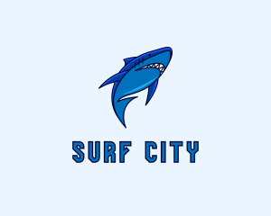 Swimming Marine Shark logo design