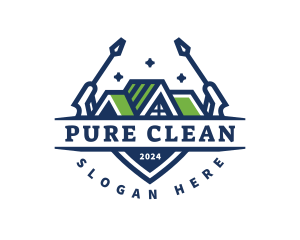 Pressure Washer Roof Cleaning logo design