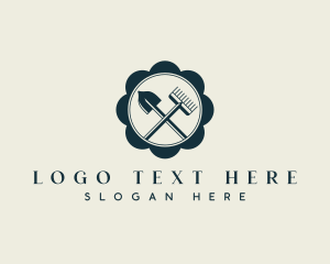 Shovel Rake Yard Gardening logo design