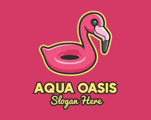 Pool - Flamingo Pool Float logo design