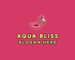 Floaty - Flamingo Pool Float logo design