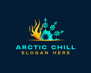 Iceberg - Fire Ice Snowflake HVAC logo design