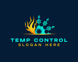 Thermostat - Fire Ice Snowflake HVAC logo design