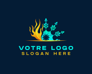 Winter - Fire Ice Snowflake HVAC logo design