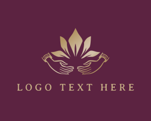 Gold - Elegant Lotus Hands logo design