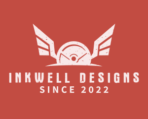 Winged Barbell Plate logo design