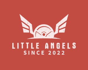 Winged Barbell Plate logo design