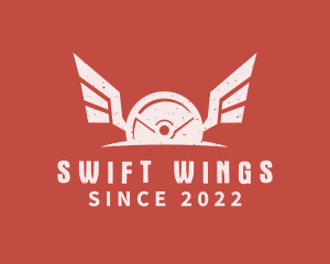 Winged Barbell Plate logo design