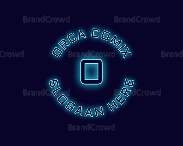 Blue Neon Badge Logo