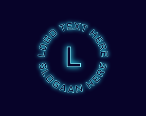 Neonlight - Blue Neon Badge logo design