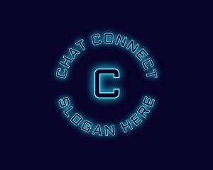 Blue Neon Badge Logo