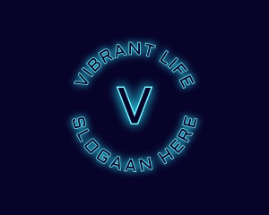 Blue Neon Badge logo design