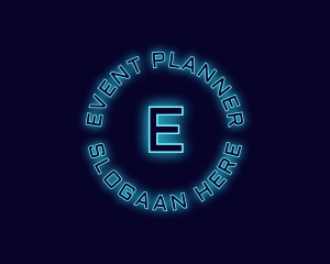 Flourescent - Blue Neon Badge logo design