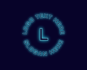 Blue Neon Badge Logo