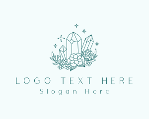 Precious Stone - Floral Crystal Gemstone logo design