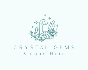 Floral Crystal Gemstone logo design