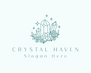 Floral Crystal Gemstone logo design