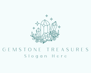 Floral Crystal Gemstone logo design