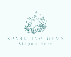 Floral Crystal Gemstone logo design