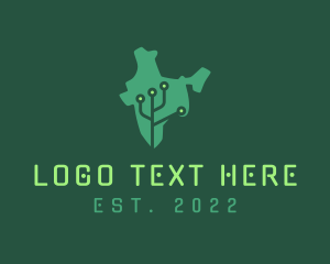 Green - India Digital Technology Map logo design