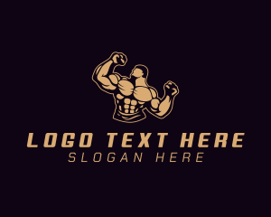 Gym Equipment - Strong Muscle Man logo design